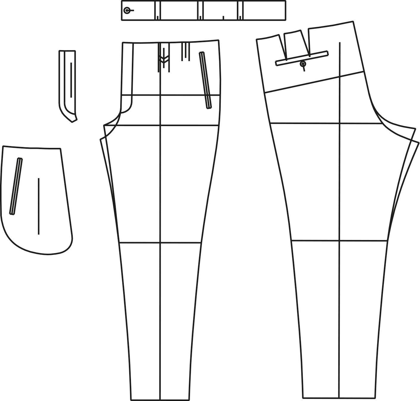 Basic Slim Fit Trouser Block Pattern › M.Mueller & Sohn