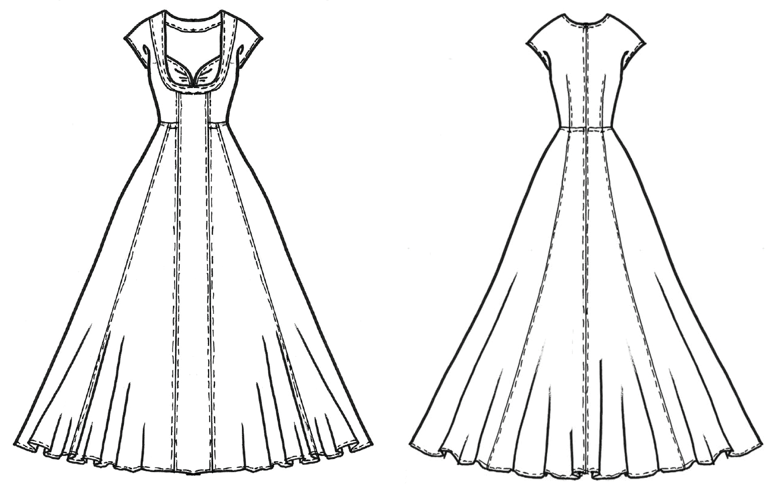 Pattern construction for wedding dresses