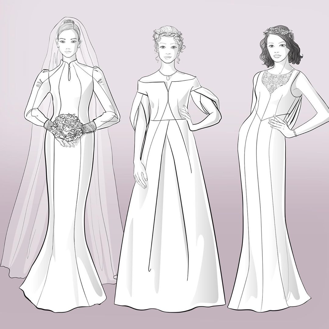 Wedding bride dress seamless pattern Royalty Free Vector