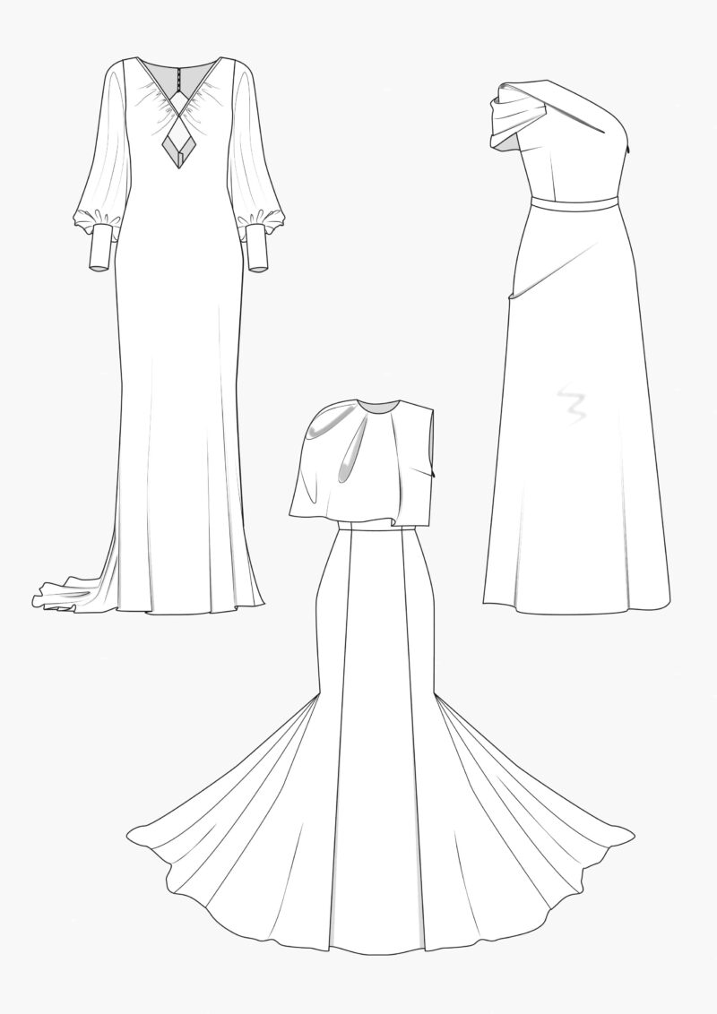 Dress Drawing By One Continuous Line Sketch, Isolated, Vector | lupon.gov.ph